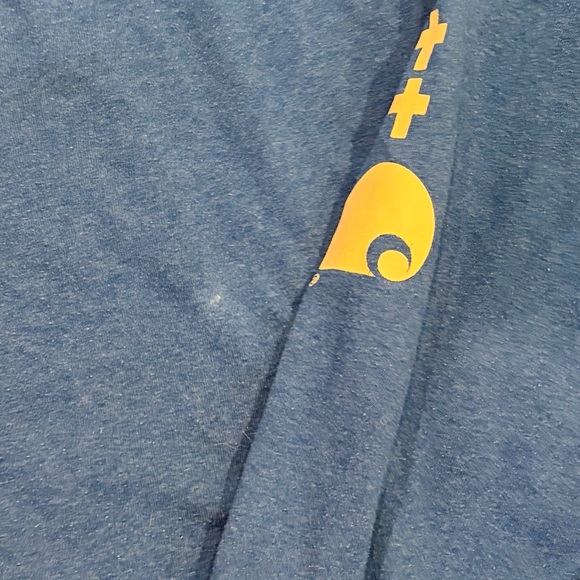 Carhartt Men’s 2XL Tall Loose Fit Blue Long Sleeve Shirt Workwear Logo Tee - Picture 6 of 8